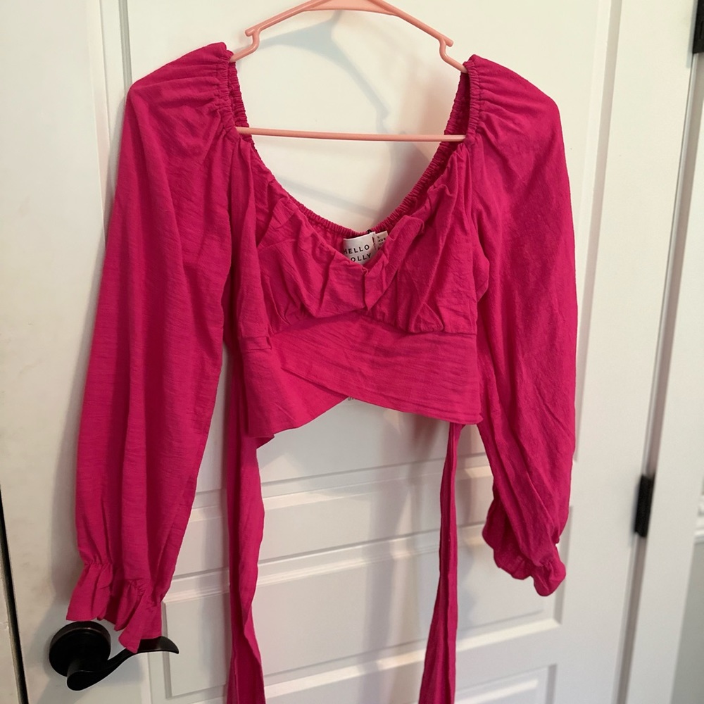 Pink wrap top! Brand New. Hello Molly
